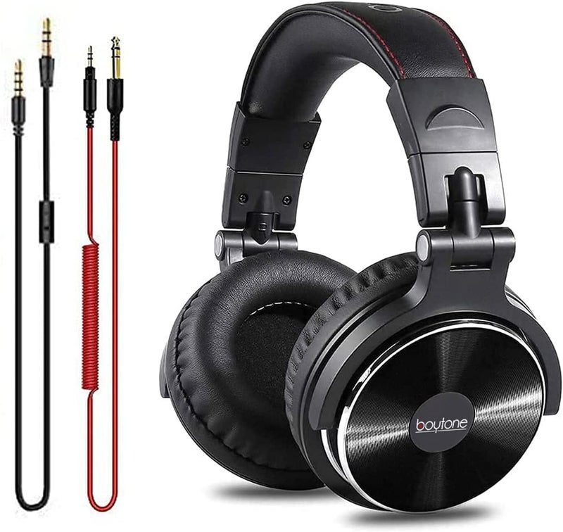 Boytone BT-10BK Wired Over Ear Headphones Studio Monitor & Mixing DJ Stereo Headsets with 50mm Drivers and 1/4 to 3.5mm Audio Jack, Foldable for Computer Audio Mixer, DJ Headphone - Image 1